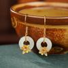 Un Ciervo Plata Esterlina S925 Chapado en Oro Jade Hetian Auspicioso Hebilla Ping An Aretes de Orquídeas Exquisitos Artísticos de Moda Aretes para Mujer