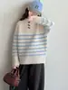 Suéter de Invierno para Niñas Mediano-Grande Ropa Nueva de Invierno Suéter Infantil con Media Cremallera Prendas de Punto para Niñas Elegante Botones de Cuerno