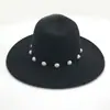 Comercio Exterior Sombrero de Lana Otoño e Invierno Sombrero Jazz Sombrero de Fiesta Sombrero Fedora para Mujer Sombrero Fedora con Perlas Sombrero Británico Fieltro Europeo y Americano
