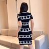 Vestido de Punto Jacquard Dulce y Picante Estilo Coreano, Vestido Mini Bodycon de Manga Corta Ajustado, Vestido Entallado a la Cintura para Chicas Picantes