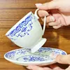 Conjunto de Xícara e Pires de Cerâmica Turquesa e Rosa Estilo Francês Vintage para Café para Casa, Restaurante, Hotel Atacado, Luxo Leve