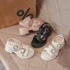 Sandalias Infantiles Primavera Verano Nuevo Estilo Niñas Suela Gruesa Zapatos Romanos Versátiles Moda Punta Abierta Zapatos de Tacón Alto Zapatos para Exteriores Playa