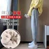 Pantalones jogger holgados de talla grande para mujer con forro polar y grosor adicional, pantalones de chándal casual de algodón para otoño e invierno, pantalones exteriores de borrego para mujer