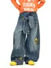 Jeans Retro Americanos con Parche de Estrella Estampado de Leopardo para Hombres y Mujeres Cleanfit Calle Nicho Sueltos Pareja Pierna Ancha Pantalones