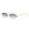 Gafas de sol ovaladas sin montura de nuevo estilo para mujer, Gafas de sol personalizadas de estilo callejero de moda, Sencillas y versátiles, Gafas de sol de alta gama con protección solar