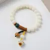 Pulseras de Raíz de Bodhi Naturales, Flores Flotantes Cocidas en Horno de Carbón Multi-Tesoro, Cuentas Budistas Verde Leche, Cuentas de Rosario, Pulseras Populares, Venta al por Mayor