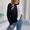 Liquidación Otoño/Invierno 2026 Suéter Pulóver Casual Europeo y Americano con Bloques de Color y Mangas Raglán, Moda Femenina Independiente Transfronteriza Europea y Americana
