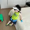 Roupas Infantis Estilo Coreano Conjunto de Colete de Verão Fino para Meninos Camiseta sem Mangas Muito Estilosa e Moderna Body Fruta Verde para Bebê