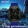 Reloj Nuevo Estudiante Sanda, Despertador Multifuncional de Doble Hora, Reloj Impermeable de Pantalla Única, Reloj Deportivo Cuadrado de Esfera Grande