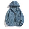 Roupas de proteção solar masculinas 2024 verão coreano moda ao ar livre roupas de pele jaqueta fina respirável com capuz roupas de proteção solar
