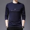 Camiseta de Manga Larga de Algodón y Seda para Hombre, Marca Europea y Americana de Moda, Primavera y Otoño 2026, Talla Grande, Top Versátil para Hombres Jóvenes y de Mediana Edad, Camiseta de Moda para Hombre
