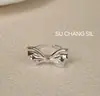 Anillo Dulce de Moño de Plata de Ley S925 para Mujer, Joyería Estilo Ins Coreano con Diseño Único, Anillo Ajustable para Dedo Índice