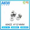 Fabricantes de Cixi fornecem rolamentos de esferas de ranhura profunda miniatura 604ZZ 4*12 * 4MM Z3P5SRL rolamentos de motor de alta velocidade