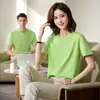 Ropa de trabajo DIY peso pesado comercio exterior camiseta cultura de equipo manga corta algodón 205g cuello redondo se puede imprimir logo