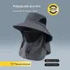 Chapéu de Sol Masculino de Verão com Proteção UV, Chapéu de Sol com Cobertura Facial para Pesca, Chapéu de Sol de Aba Larga, Chapéu de Pescador, Feminino Outono e Inverno
