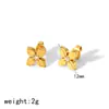 Nuevos pendientes de trébol de cuatro hojas con circonita de diamante y acero de titanio pendientes para mujer simples Joker pendientes de acero inoxidable venta al por mayor