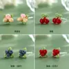 Estilo Coreano Divertidos Dulces Frutas Fiesta Pendientes de Resina Verano Versátiles Fruta Simulación Cereza Fresa Arándano Pendientes