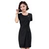 Vestido de verano para salón de belleza, falda gris de manga corta para mujer, vestido sencillo de algodón a la moda, vestido profesional.