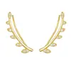 Estilo Ins Europeo y Americano Simple Plata de Ley Diamante Hoja Clip para Oreja Pendientes Femeninos Elegantes Pendientes de Hoja Pendientes Transfronterizos