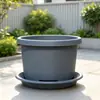 Maceta corta y ancha de gran diámetro, transpirable, maceta de raíz controlada con patas altas, maceta de resina plástica, maceta doméstica de bajo perfil de galón, maceta para plantas verdes