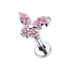 Piercing de Acero Inoxidable para Nariz con Forma de Mariposa de Circonita Personalizada Estilo Europeo y Americano, Piercing para Labio con T-Bar, Piercing para Oreja, Piercing para Cartílago de Oreja