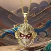 Mito Negro Wukong Alrededor del Gran Sabio Igual al Cielo Colgante de Cobre Micro-incrustado Collar Buda Luchador Alrededor