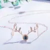 Versión coreana de 100 idiomas Te amo collar con asta de diamante para mujer todo el camino tú collar de diamante de asta cadena de clavícula
