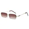 Gafas de Sol de Moda Sin Marco Transfronterizas Nuevas 2025 Gafas de Sol Personalizadas Casuales de Marco Pequeño Borde Cuadrado Pintura de Puntos para Hombres y Mujeres