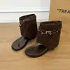Sandalias de Tanga Estilo Romano Modernas y Únicas 2026 Primavera/Verano Nuevas Botas Cortas de Cuerda Tejida con Tacón Oculto para Mujer