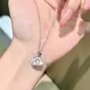 Pingente de Cristal Branco Natural em Prata Pura S925 Anel Estrela Cheio de Diamantes Colar Floco de Neve para Mulheres com uma Corrente de Clavícula Única e Elegante