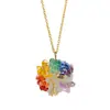 Colar Artesanal Runya Cristal Pedrinhas de Cristal Transfronteiriças Árvore da Vida Pingente de Amor Pedra Bruta Envolvido em Arame Árvore da Vida