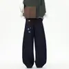 Jeans de corte holgado para hombre, bordados con dibujos, de pierna curva, con lavado retro americano y diseño de pierna ancha, perfectos para uso casual en las temporadas de primavera y otoño 2025