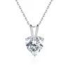 Collar de plata de ley S925 más vendido transfronterizo, joyería de moda para mujer, colgante de moissanita en forma de corazón de 2 quilates, proveedor mayorista