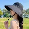 2026 Novo Xale Feminino de Verão Versátil com Aba Larga Chapéu de Proteção Solar Chapéu de Sol Proteção do Pescoço Proteção UV Guarda-sol