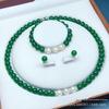 Pérola da mãe calcedônia colar de ágata verde natural contas de jade pulseira brincos colar de três peças lote de presente