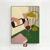 Pintura Decorativa para Sala de Estar de Estilo Francés de Nicho Artístico Transfronteriza Obra de Arte Personalizada Naturaleza Muerta de Vino y Figuras Elegantes Pintura sin Marco
