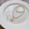 Colar de Pérolas de Água Doce Grão de Arroz, Pingente de Camélia Feminino, Corrente de Clavícula com Borla Ajustável Puxa-Puxa de Nicho Francês