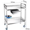 Carrito Dental de Acero Inoxidable de Dos Niveles con un Cajón, Carrito de Instrumentos, Carrito de Almacenamiento y Preparación, Carrito de Herramientas, Carrito de Herramientas Empujado Manualmente