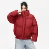 Chaqueta de Algodón con Cuero PU Escarchado Invierno Peso Pesado Cuello Alto Ropa de Abrigo para Hombres y Mujeres Engrosada Cálida Holgada Chaqueta de Cuero y Algodón Casual Chaqueta Acolchada