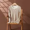 26 Novos Estilos de Outono e Inverno, Design de Peça Falsa Dupla em Cashmere Cuidadosamente Selecionado, Estilo Elegante para o Dia a Dia, Caimento Ajustado, Blusa de Tricô Emagrecedora para Mulheres