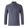 Camiseta de manga comprida com zíper e gola alta meia-altura para uso externo, masculina e feminina, base elástica de secagem rápida para primavera e outono, top casual esportivo com gola alta