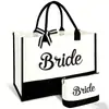 Exclusivo para ventas transfronterizas: Set de bolso de mano para novia, bolsa de lona tipo tote con contraste blanco y negro, bestseller en AliExpress