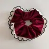 Anillo para el cabello de terciopelo vintage de intestino grueso, lazo de perlas, pañuelo cuadrado, diadema, alta elasticidad, coleta baja, goma tendón para el cabello, accesorios para el cabello para mujer