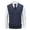 Colete de tricô com ponto trançado, padrão losango, gola V, masculino, para outono e inverno, importado, suéter colete de tricô sem mangas, folgado