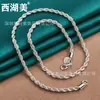 Belleza del Lago Oeste 4mm cadena retorcida cadena para suéter joyería de plata