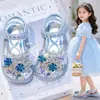 Sandalias para Niñas 2026 Novedades de Verano Elsa Princesa con Pedrería Calzado Cerrado en la Punta Suela Suave Antideslizante Zapatos de Playa para Niñas Princesa
