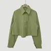 Camisa básica de manga larga chic coreana para mujer