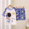 Ropa de Casa para Niños 2025 Verano Nuevo Versión Coreana Dibujos Animados Lindo Niños y Niñas Manga Corta Shorts Traje de Casa Venta al por Mayor
