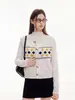 Chaleco jacquard de punto versátil con patrón de diamantes retro para mujer, perfecto para capas de otoño, adelgazante y para crear un look suave y cómodo