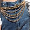 Europeu e americano cross-border jóias moda metal strass garra corrente multi-camadas borla corpo corrente versátil geométrica corrente cintura corrente para mulheres